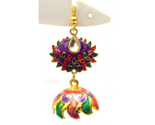 Meenakari Minakari Enamel Jhumka Jhumki Handmade Earring Jewelry Chandelier A149